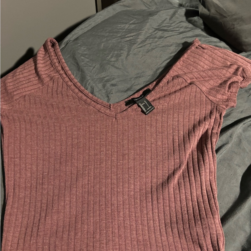 burgundy v neck top